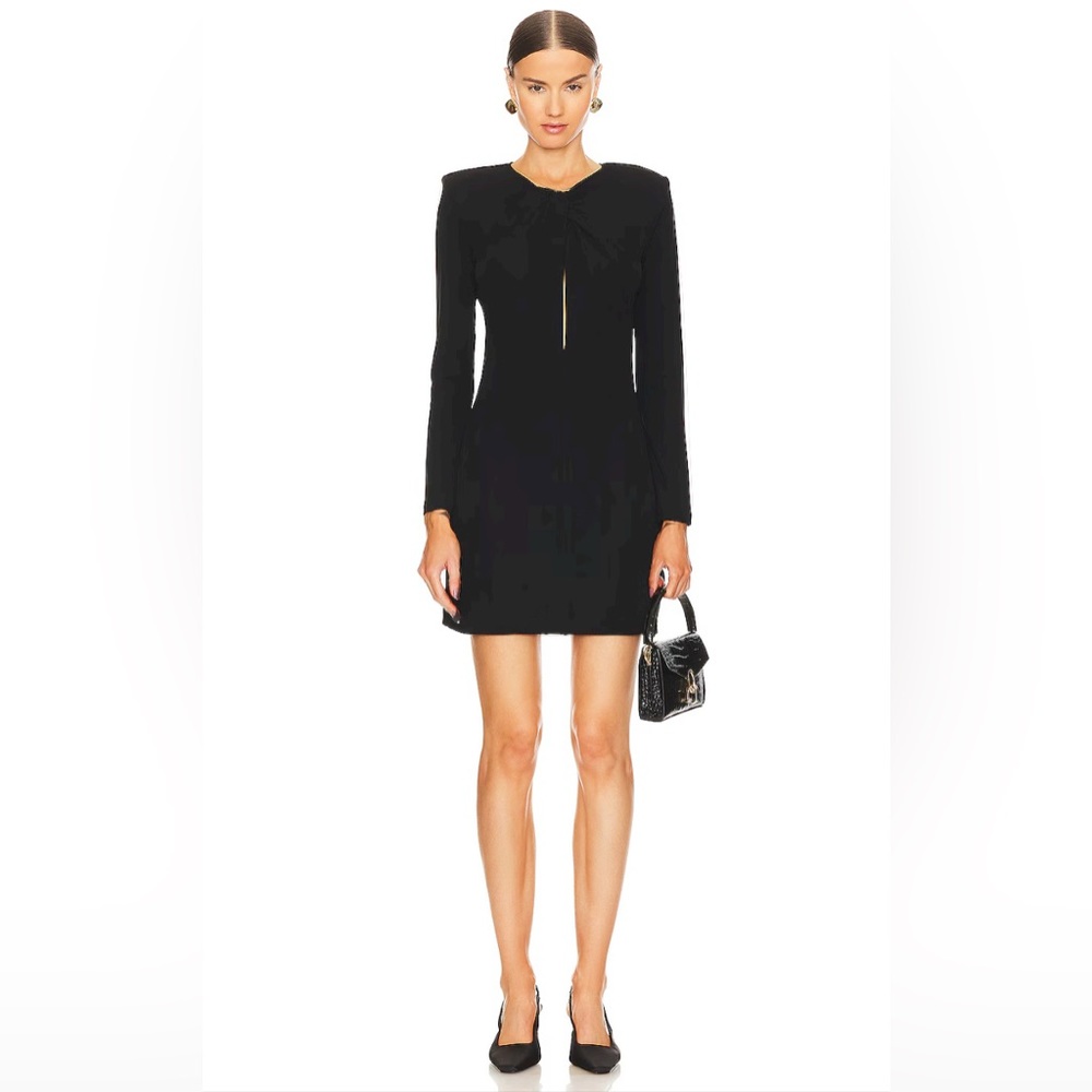 ANINE BING Amaya knot detail mini long sleeve Dress in Black sz XS nwt